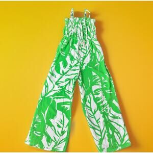 Lilly Pulitzer Target Girls Size Medium Green Palm Romper Jumpsuit Sleeveless
